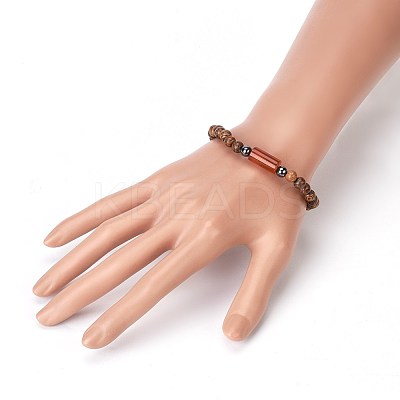 Wood Beads Stretch Bracelets BJEW-JB03972-M-1