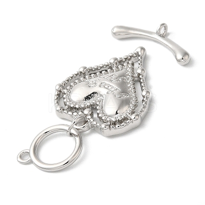 Brass Micro Pave Clear Cubic Zirconia Toggle Clasps KK-N254-80P-1
