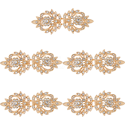 5Pcs Alloy & Crystal Rhinestone Snap Lock Clasps FIND-FH0008-91G-1