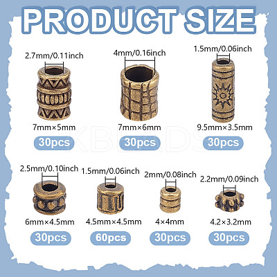 240Pcs 8 Styles Tibetan Style Alloy Bead Spacers FIND-NB0005-67-1