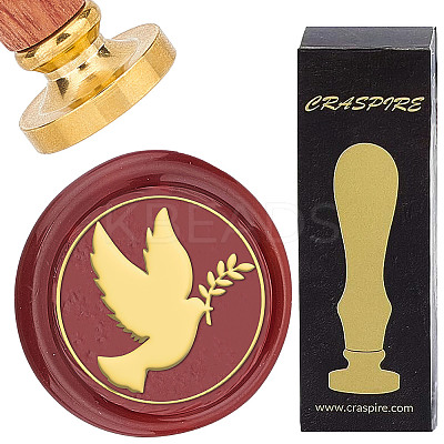 Brass Wax Seal Stamps with Wood Handle AJEW-WH0412-0140-1