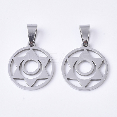 Non-Tarnish Chakra Theme 201 Stainless Steel Pendants STAS-N089-50P-1