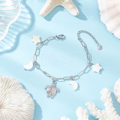 304 Stainless Steel Charm Bracelets BJEW-JB12220-1