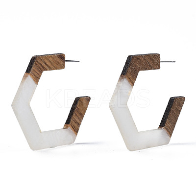 Hexagon Half Hoop Earrings for Women EJEW-N017-006C-1