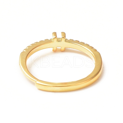 Clear Cubic Zirconia Initial Letter Adjustable Ring RJEW-C052-01G-H-1