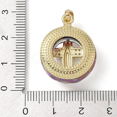 Brass Micro Pave Cubic Zirconia with Glass Pendents KK-Q815-01G-05-1