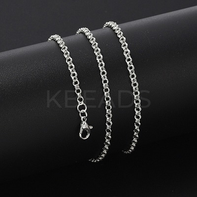 Brass Double Link Chains Necklaces for Women NJEW-D302-37P-1