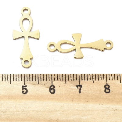 304 Stainless Steel Religion Ankh Cross Links Connector Charms LS-STAS-S153-01G-1