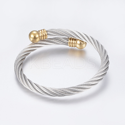 304 Stainless Steel Torque Bangles BJEW-G584-18A-1