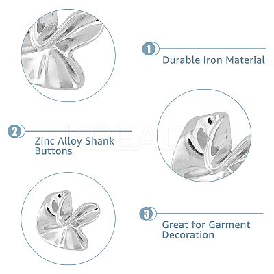 24Pcs 3 Style Irregular Flower Shape 1-Hole Zinc Alloy Shank Buttons BUTT-HY0001-01P-1