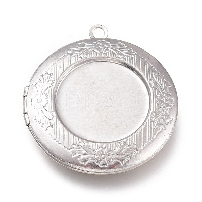 Tarnish Resistant 316 Stainless Steel Locket Pendant Cabochons Settings X-STAS-O132-04P-1