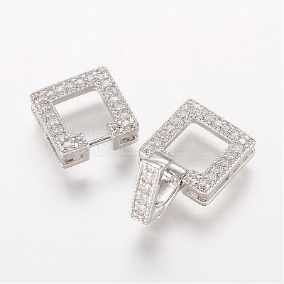 Brass Micro Pave Cubic Zirconia Fold Over Clasps ZIRC-J016-04P-1