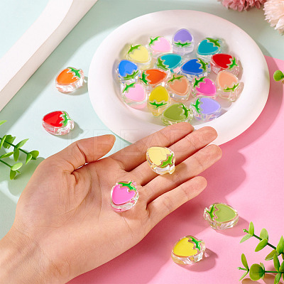 22Pcs 11 Colors Transparent Enamel Acrylic Beads TACR-TA0001-59-1