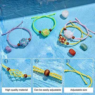 12Pcs Adjustable Braided Nylon Cord Macrame Pouch Bracelet Making AJEW-SW00010-04-1