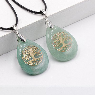 Natural Green Aventurine Pendant Necklaces FS-WG13773-03-1