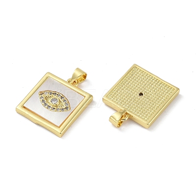 Rack Plating Brass Micro Pave Clear Cubic Zirconia Pendants KK-K341-44G-01-1