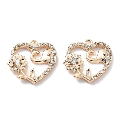 Brass Micro Pave Clear Cubic Zirconia Pendants KK-M102-34G-1