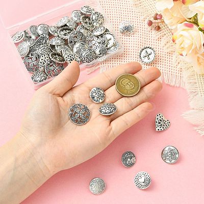 50Pcs 10 Styles Alloy Shank Buttons BUTT-CJ0001-09-1