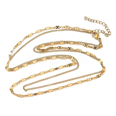 304 Stainless Steel 8 Shaped Link Chain Double Layered Necklaces for Women NJEW-U050-02D-G-1