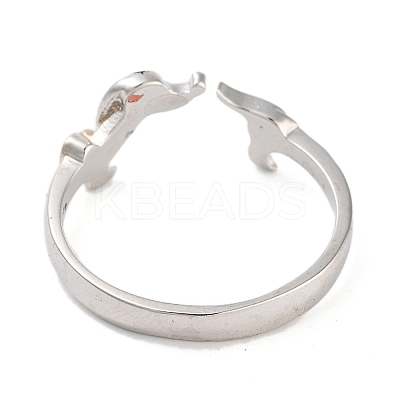 Dog Brass Open Cuff Rings for Women RJEW-S416-01G-1