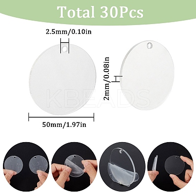 30Pcs Transparent Acrylic Blank Big Pendants TACR-SC0001-20-1
