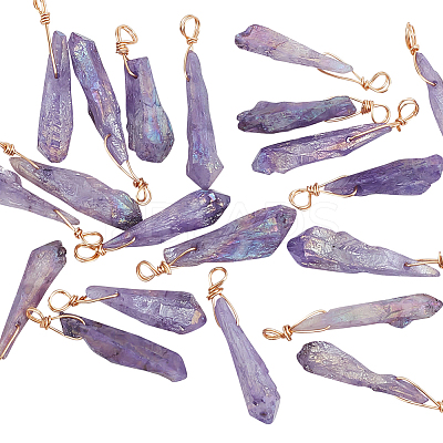 20Pcs Electroplated Natural Quartz Crystal Dyed Pendants FIND-FG0003-29-1