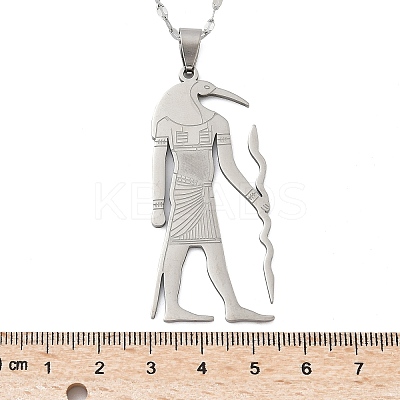 201 Stainless Steel Egyptian Ancient God Anubis Pendant Necklaces NJEW-D318-06P-1
