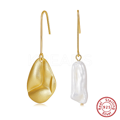 925 Sterling Silver Teardrop Dangle Earrings EJEW-Z041-01G-1