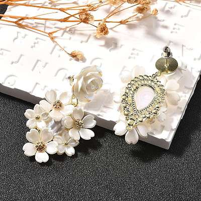 Alloy & 925 Sterling Silver & Acrylic Dangle Stud Earrings LS-EJEW-Q013-08A-1