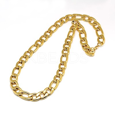 Fashionable 304 Stainless Steel Figaro Chain Necklaces for Men STAS-A028-N019G-1