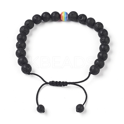Natural Lava Rock Braided Bead Bracelets BJEW-G607-02-1