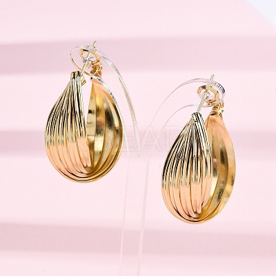 Brass Twist Hoop Earrings EJEW-R025-30G-1