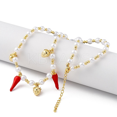 Brass Micro Pave Clear Cubic Zirconia Beaded Necklaces NJEW-Z059-04G-01-1