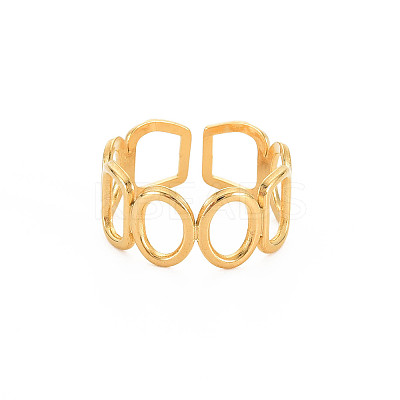 Ion Plating(IP) 304 Stainless Steel Open Geometry Wrap Cuff Ring for Women X-RJEW-S405-166G-1