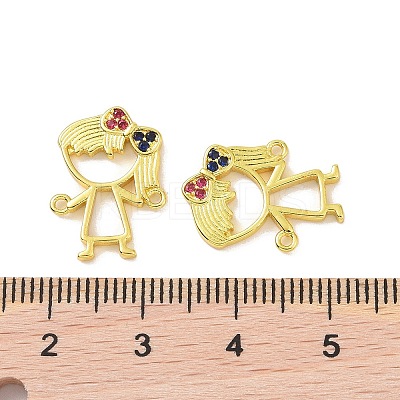 Real 18K Gold Plated Brass Micro Pave Cubic Zirconia Connector Charms KK-L209-058G-01-1