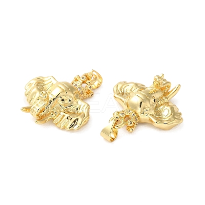 Rack Plating Brass Pave Cubic Zirconia Pendants KK-O142-28G-1