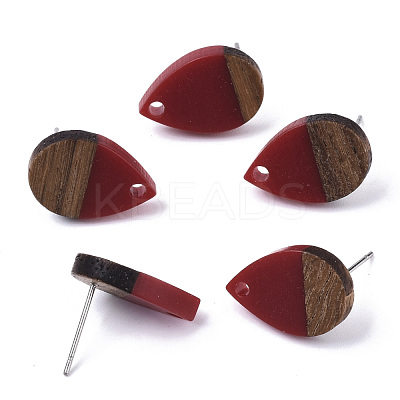 Resin & Walnut Wood Stud Earring Findings MAK-N032-002A-B04-1