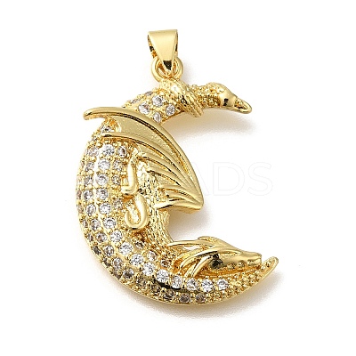 Rack Plating Brass with Cubic Zirconia Pendants KK-Z086-13G-02-1