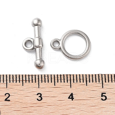 Non-Tarnish 304 Stainless Steel Ring Toggle Clasps STAS-A092-09G-P-1