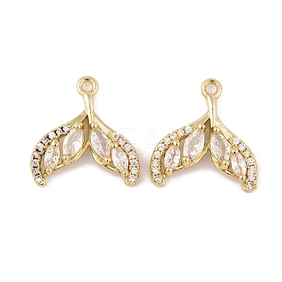 Brass Micro Pave Clear Cubic Zirconia Charms KK-L212-22G-1