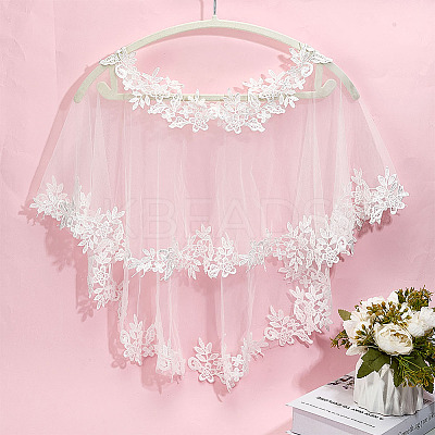 Detachable Polyester Bridal Lace Shawls AJEW-WH0696-058B-1