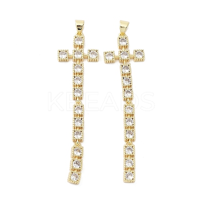 Cross Brass Micro Pave Cubic Zirconia Pendants KK-E102-02G-02-1