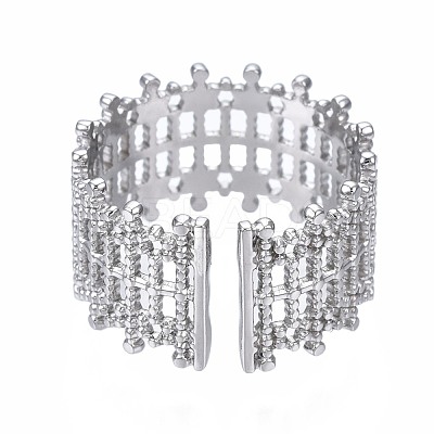 Non-Tarnish 304 Stainless Steel Bar Wrap Open Cuff Ring RJEW-T023-29P-1