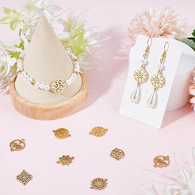 20Pcs 10 Styles 201 Stainless Steel Connector Charms FIND-SC0004-69-1