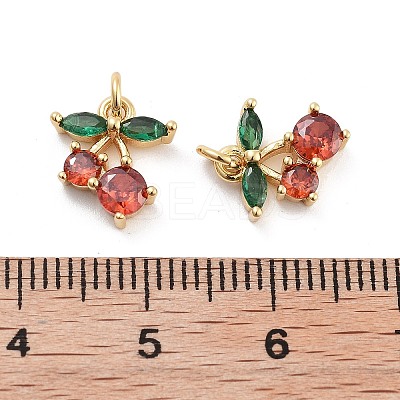 Cherry Rack Plating Brass Micro Pave Cubic Zirconia Charms X-KK-G512-24G-1