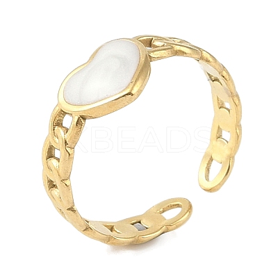 Ion Plating(IP) 304 Stainless Steel Curb Chain Cuff Finger Rings RJEW-L107-050G-01-1