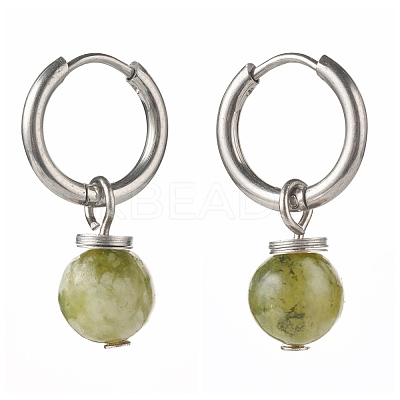 Natural Qinghai Jade Beads Earrings for Girl Women Gift EJEW-JE04607-02-1