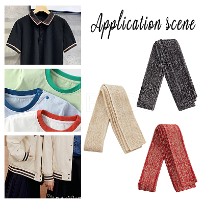 3Pcs 3 Colors 90% Cotton & 10% Elastic Fiber Ribbing Fabric for Cuffs FIND-BC0004-39-1