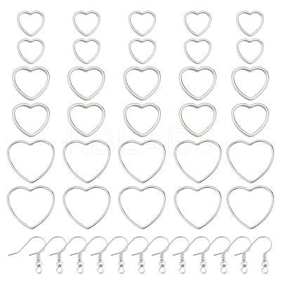 DIY 304 Stainless Steel Heart Dangle Earrings Making Kit DIY-DR0001-41-1