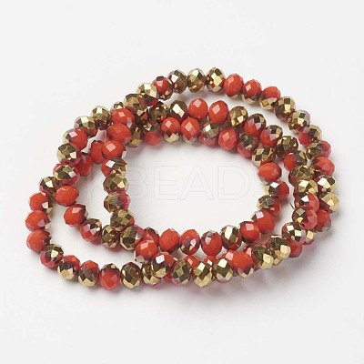Electroplate Opaque Glass Beads Strands EGLA-A034-P6mm-O07-1